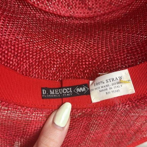 90s Vintage D. Meucci Red Italian Women\'s Straw Derby Hat